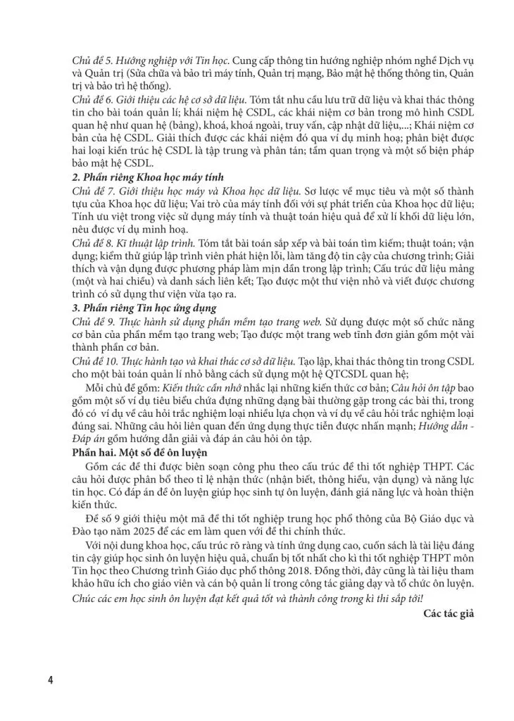 HƯỚNG DẪN ÔN THI TỐT NGHIỆP THPT MÔN TIN HỌC (Năm học: 2025 - 2026)